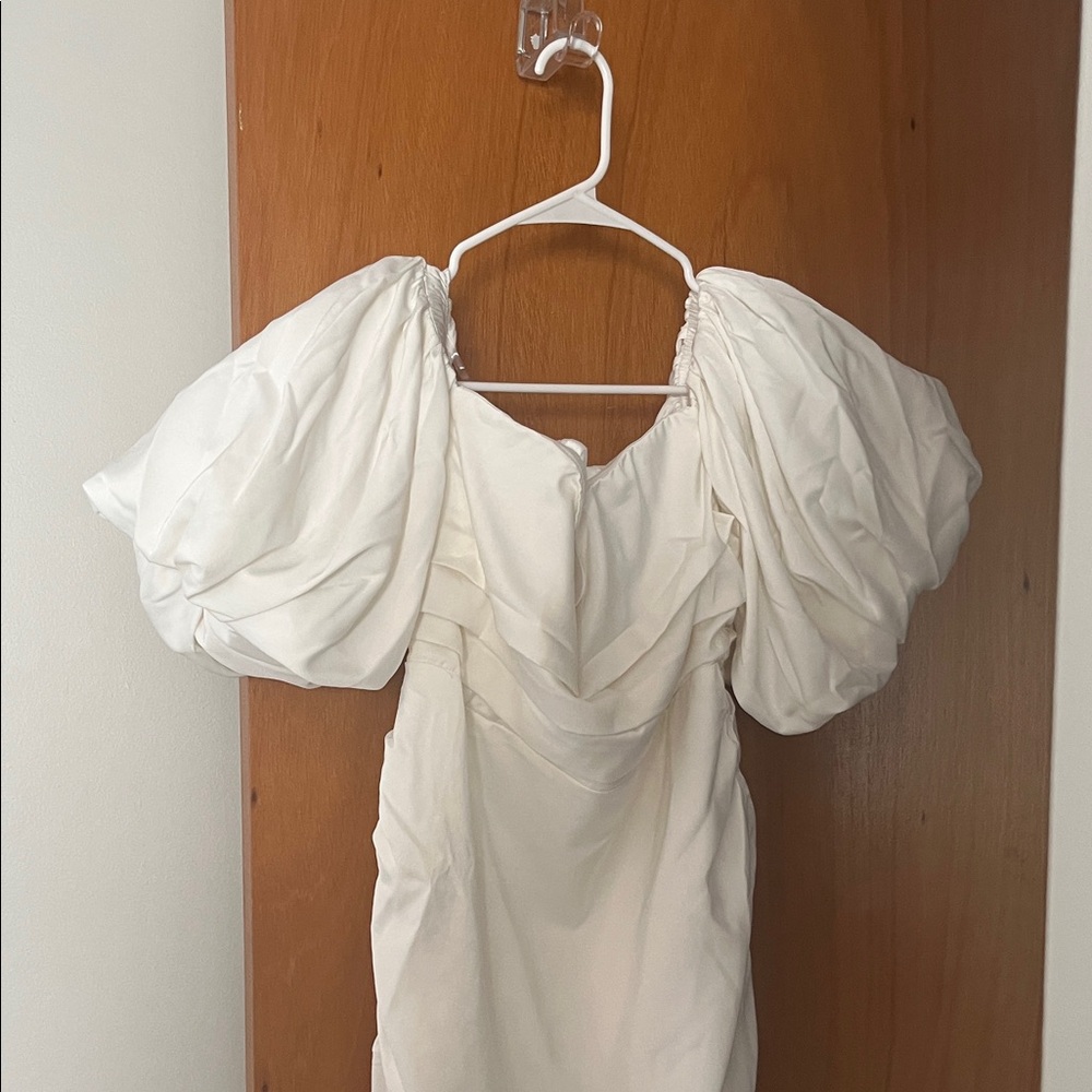 Showpo White Puff Sleeve Mini Dress